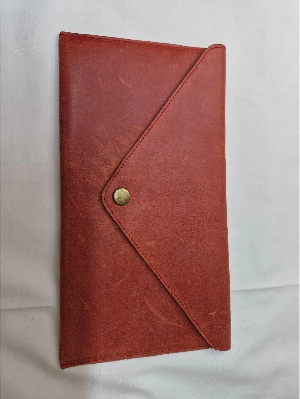 Nisolo Brown Leather Envelope Clutch Wallet with Snap Closure B454